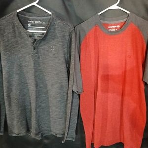Hurley Men's Charcoal  Long Sleeve Shirt & Red Wolverine T-shirt